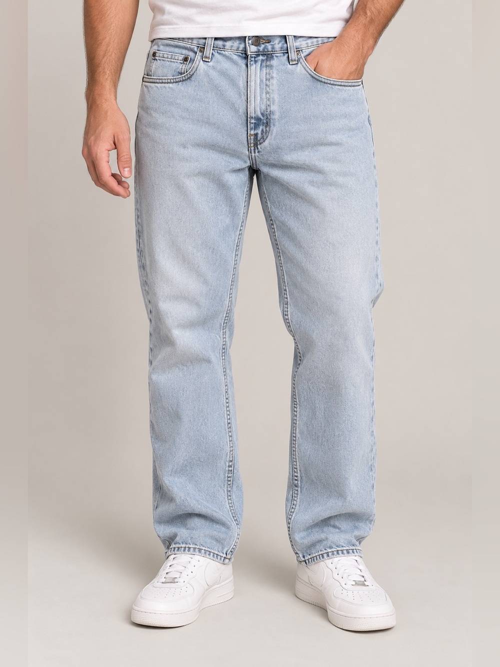 George Men's Relaxed Fit Jeans 34x30 Light Wash Straight Leg Denim